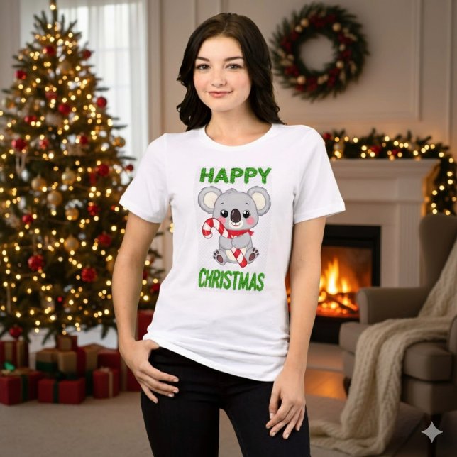 Cute Koala Bear Happy Christmas T-Shirt Tri-Blend Shirt (Creator Uploaded)