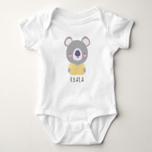 Cute Koala Bear Illustration - Customisable Name B Baby Bodysuit