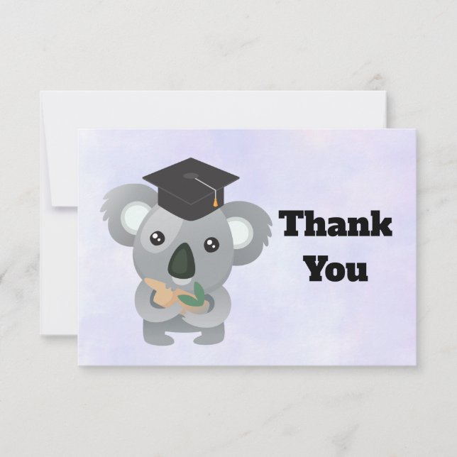 Cute Koala Bear in Graduation Cap Thank You (Front)