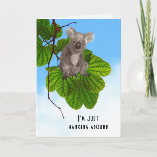 Cute Koala Bear In Tree Personalised Missing You Card