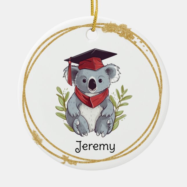 Cute Koala Bear Kindergarten Graduate Ceramic Tree Decoration (Front)