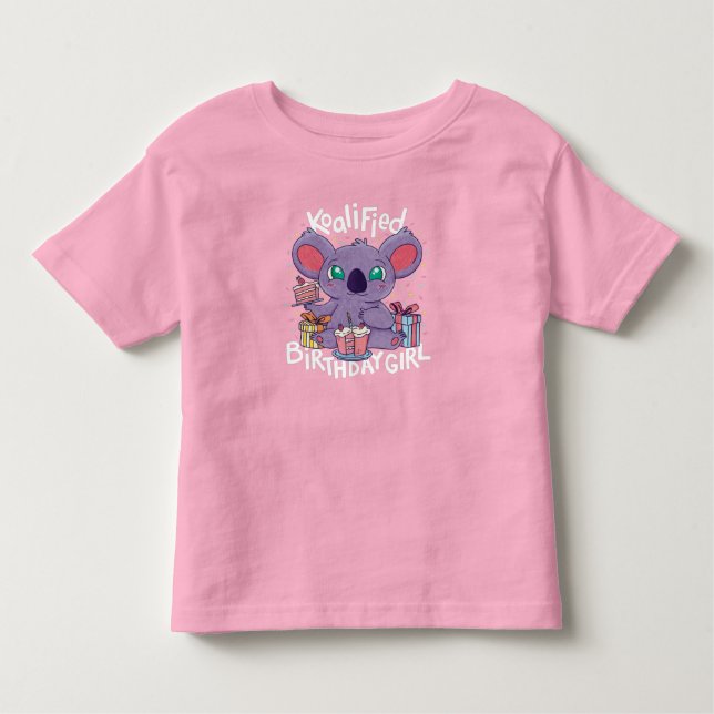 Cute Koala Bear Koalified Birthday Girl Pink Toddler T-Shirt (Front)