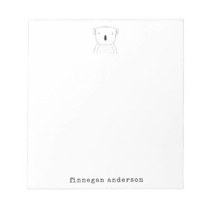 Cute Koala Bear Line Art Drawing Personalised Notepad