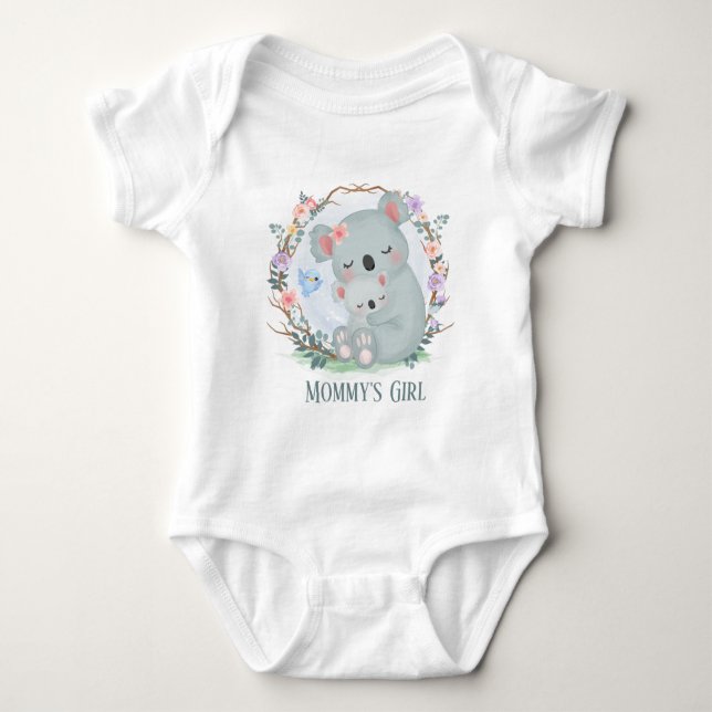 Cute koala bear Mummy add text Baby Bodysuit (Front)