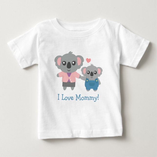 Cute Koala Bear Mummy and Child Baby T-Shirt (Front)