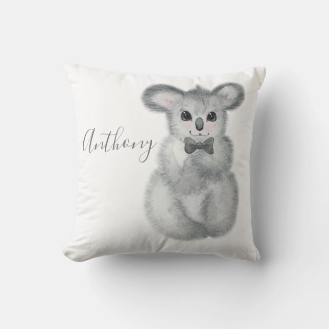 Cute Koala Bear Name Floral Modern Simple Throw Pi Cushion (Front)