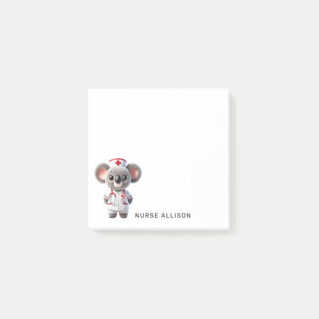 Cute Koala Bear Nurse Personalised 3 x 3 Post-it Notes (Front)