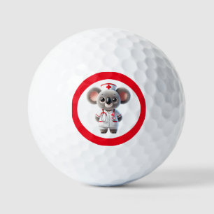 Cute Koala Bear Nurse with Red Stethoscope Golf Balls