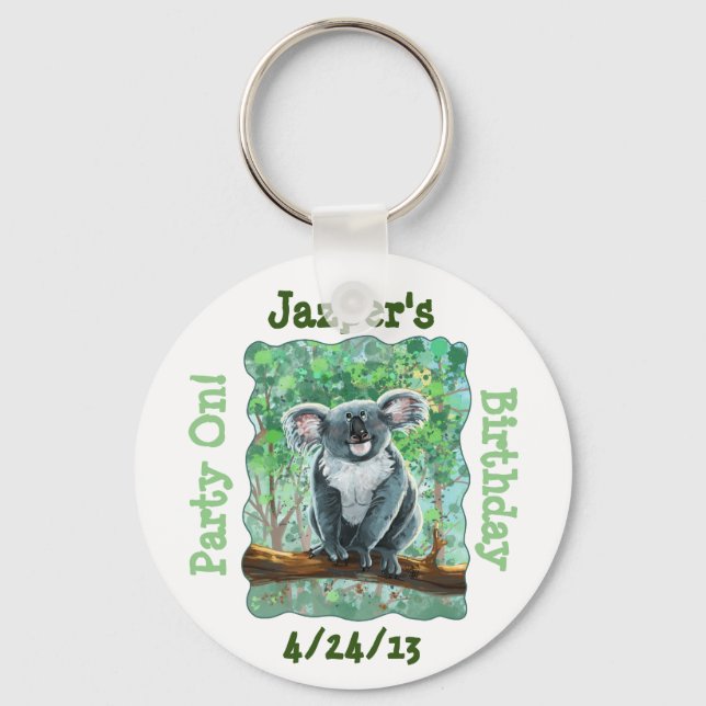 Cute Koala Bear Party Center Key Ring (Front)