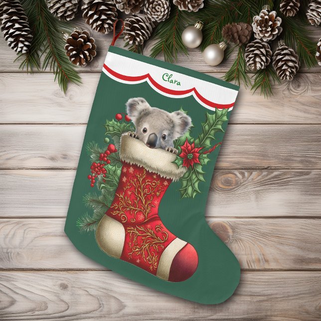 Cute Koala Bear Peeking Large Christmas Stocking (Creator Uploaded)