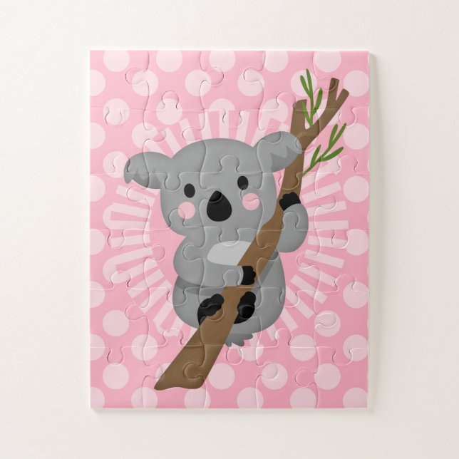 Cute Koala Bear - Pink Grey Girl Jigsaw Puzzle (Vertical)
