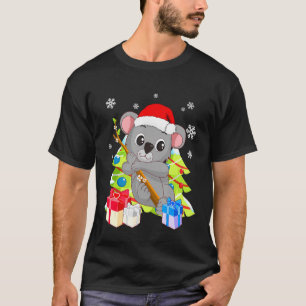 Cute Koala Bear Santa Christmas With Christmas Tr T-Shirt