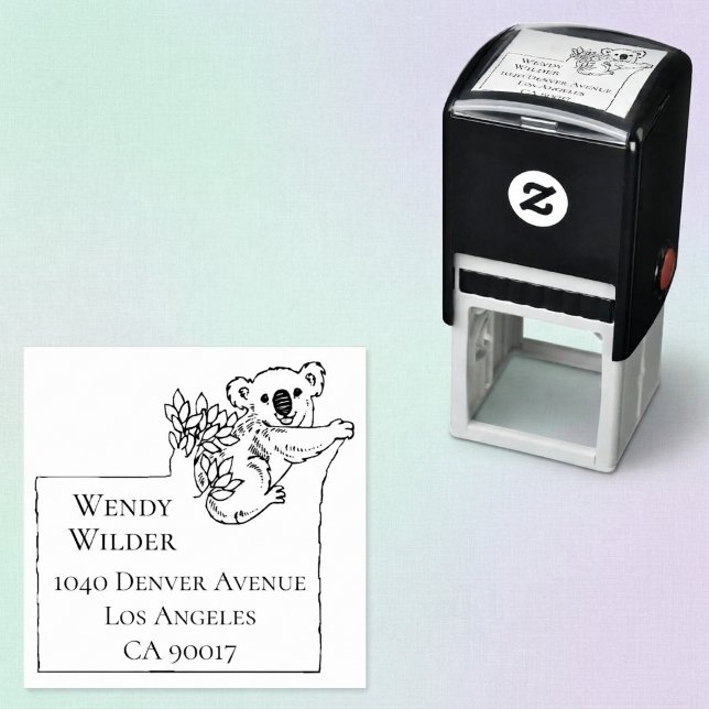 Cute Koala Bear Self Inking Return Address Stamp (Koala bear return address stamp for koala lovers and cute animal fans.)