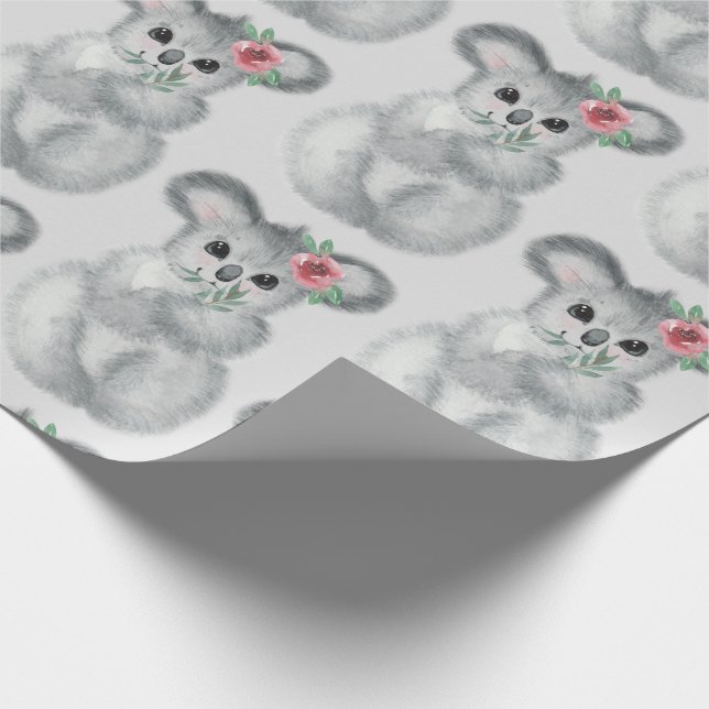 Cute Koala Bear Watercolor Modern Wrapping Paper (Corner)