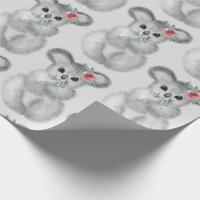Cute Koala Bear Watercolor Modern Wrapping Wrapping Paper (Corner)