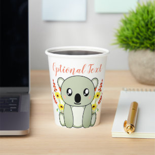 Cute Koala Bear with Flowers Paper Cups