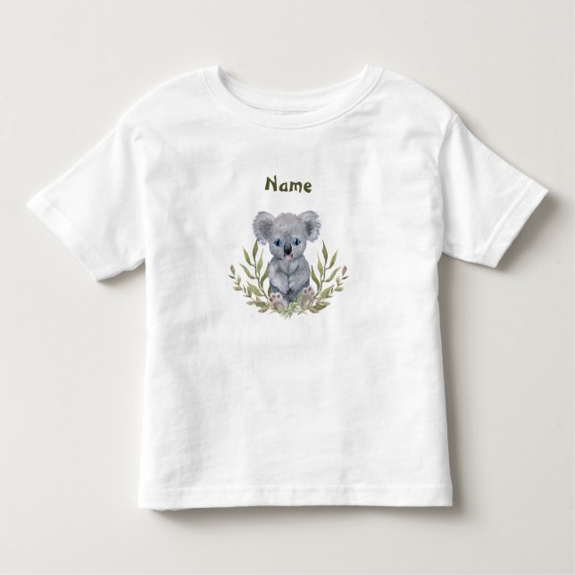 Cute Koala Bear with Leaves Toddler T-Shirt (Front)