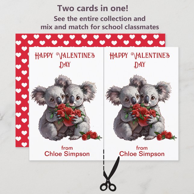 Cute Koala Bears Kid's Valentine Classroom Card (Creator Uploaded)