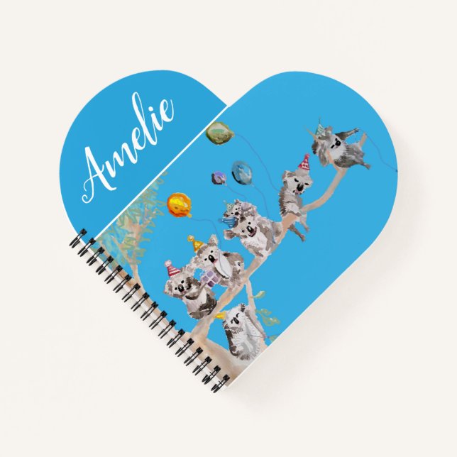 Cute Koala Birthday Party Balloon Girls Kids  Notebook (Front)