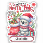 Cute Koala Chirstmas Personalised Name<br><div class="desc">Cute Koala Chirstmas Personalised Name Holiday Stickers features a cute Koala wearing a Santa hat and scarf with a Santa sack. Perfect for Christmas gifts,  Christmas parties and holiday celebrations,  birthdays and more. Created by Evco Studio www.zazzle.com/store/evcostudio</div>