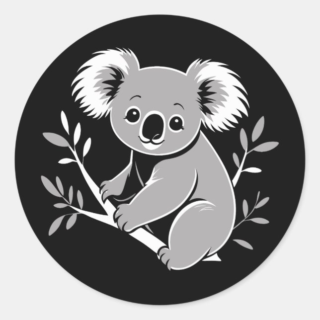 Cute Koala Classic Round Sticker (Front)