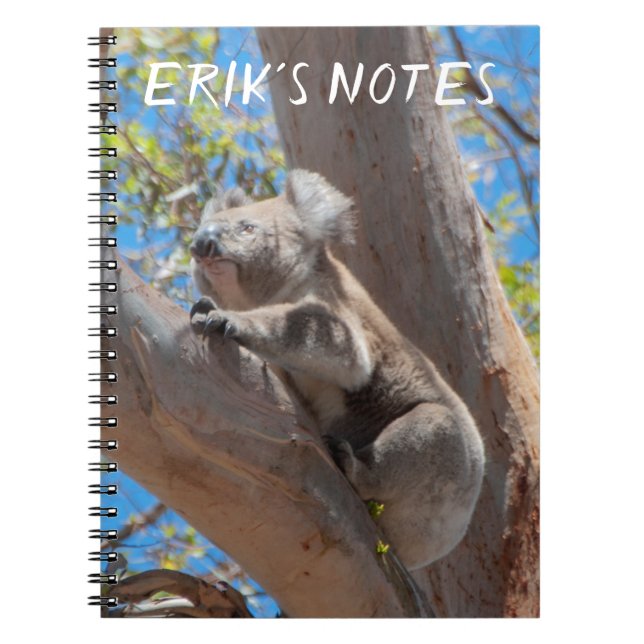 Cute Koala Climbing a Tree, Personalized Notebook (Front)