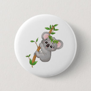 Cute koala climbing tree 6 cm round badge