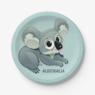 Cute Koala custom text paper plates