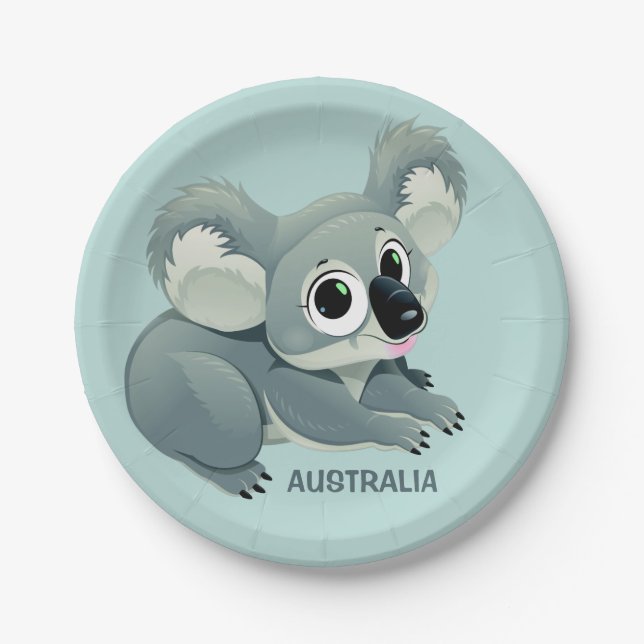 Cute Koala custom text paper plates (Front)