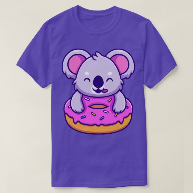 Cute Koala Eating Doughnut T-Shirt (Design Front)
