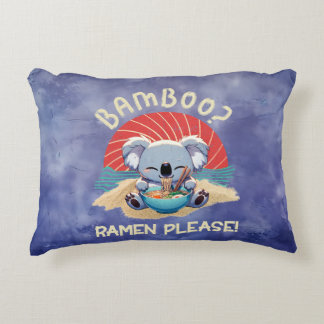 Cute Koala eating Ramen Vintage Sunshine Decorative Cushion