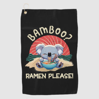 Cute Koala eating Ramen Vintage Sunshine Golf Towel