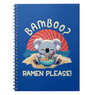 Cute Koala eating Ramen Vintage Sunshine Notebook