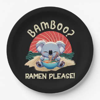 Cute Koala eating Ramen Vintage Sunshine Paper Plate