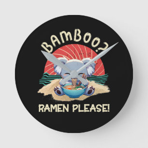 Cute Koala eating Ramen Vintage Sunshine Round Clock