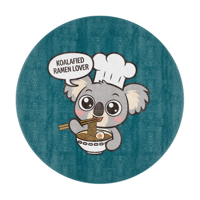 Cute Koala enjoying Ramen Cutting Board (Front)