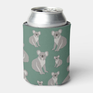 Cute Koala Eucalyptus Green Pattern Can Cooler