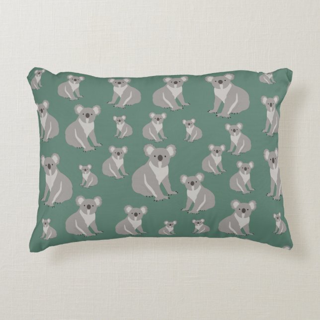 Cute Koala Eucalyptus Green Pattern  Decorative Cushion (Front)