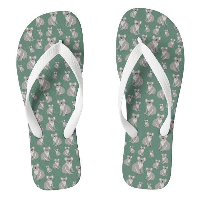 Cute Koala Eucalyptus Green Pattern Jandals (Footbed)