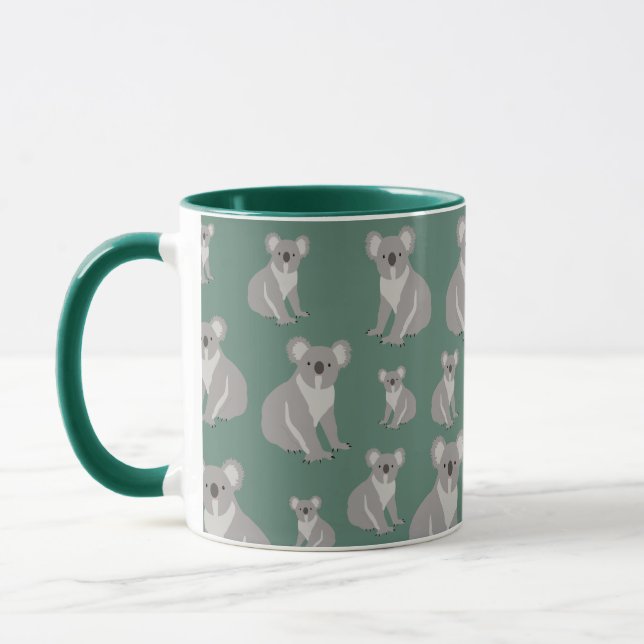 Cute Koala Eucalyptus Green Pattern  Mug (Left)