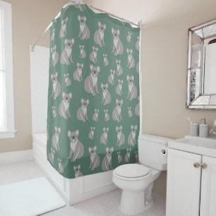 Cute Koala Eucalyptus Green Pattern Shower Curtain