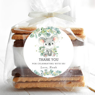 Cute Koala Eucalyptus Greenery Thank You Favour Classic Round Sticker