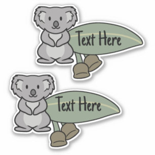 Cute Koala Eucalyptus Leaf Label 