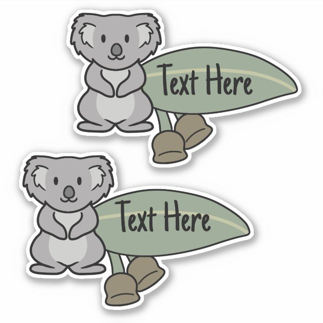 Cute Koala Eucalyptus Leaf Label  (Front)