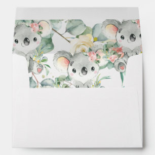 Cute Koala Floral Baby Shower Birthday Envelope