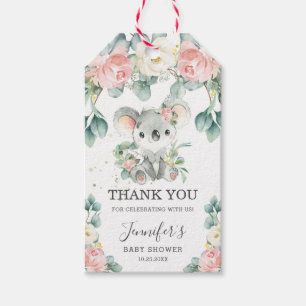 Cute Koala Floral Baby Shower Thank You Favor Gift Tags