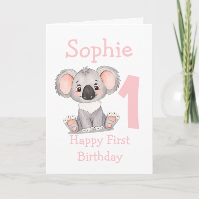 cute Koala girl birthday card (Front)