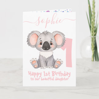cute koala girl birthday card