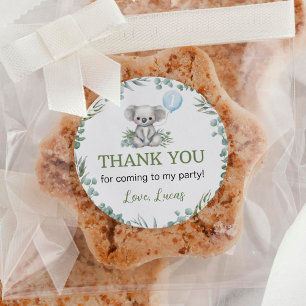 Cute Koala Greenery Girl Birthday Classic Round Sticker