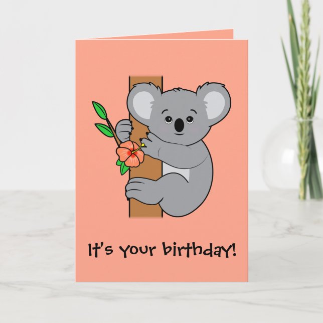 Cute Koala Happy Birthday Card (Front)